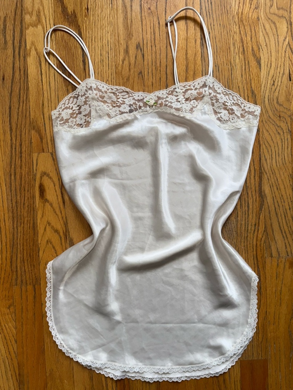 Vintage Victoria's Secret White Satin Slip with Gold Logo